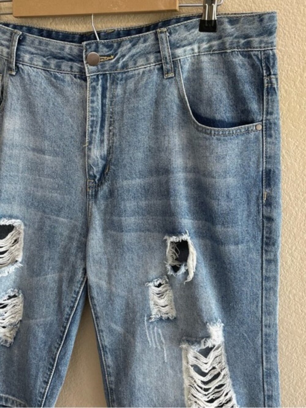 🛍️3/$15🛍️ AMAZON Ripped Denim Shorts Jorts Mens 38 Blue NWOT